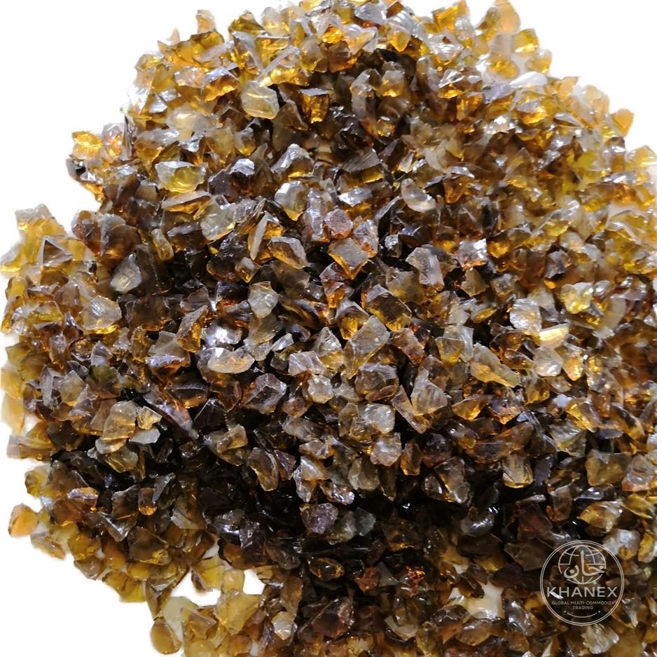 Amber brown glass cullet